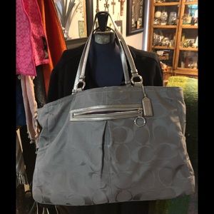 Xl grey Coach tote 20x12